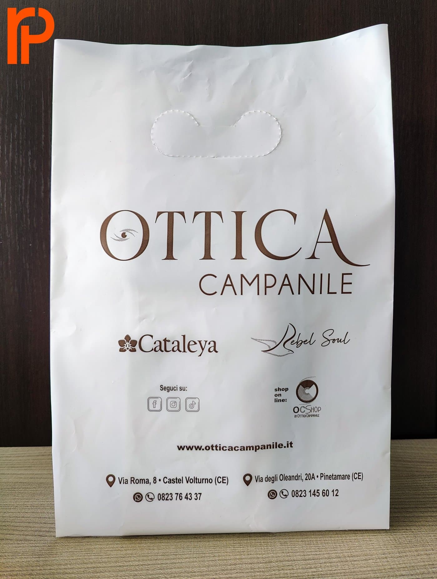 Shopper con manico a fagiolo personalizzata realizzata per Ottica Campanile