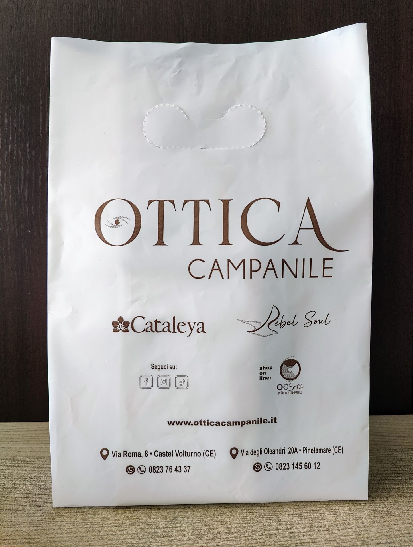 Shopper con manico a fagiolo personalizzata negozio ottica